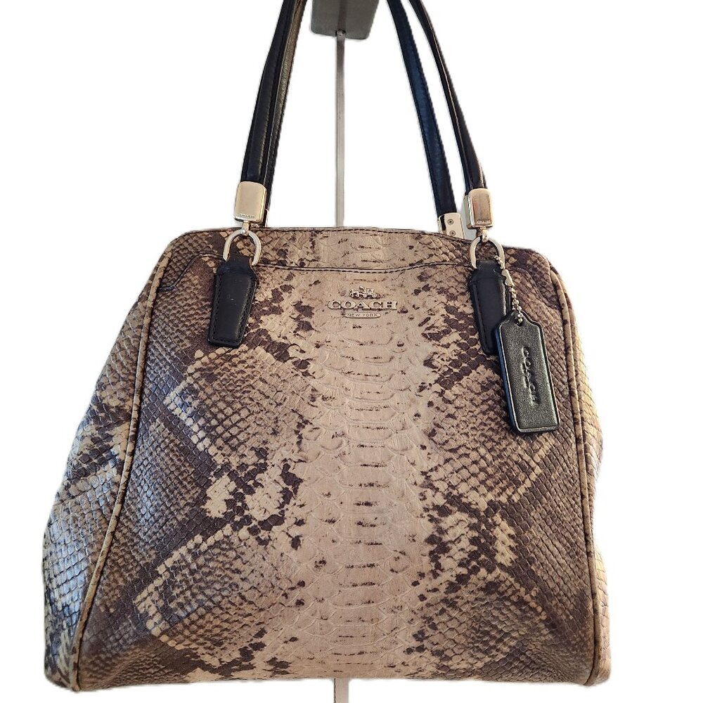 Euc Coach Minetta Snakeskin Embossed Leather Shoulder Bag Satchel